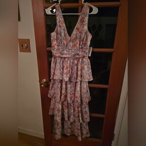 Koko + Mason Floral Tiered Ruffle Midi Dress NWT Small